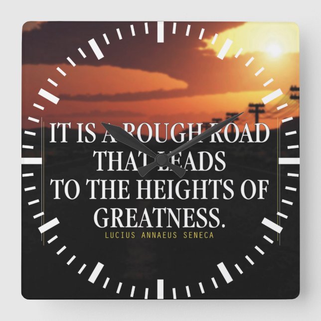 Reloj Cuadrado Palabras motivacionales: el camino duro conduce a  (Anverso)