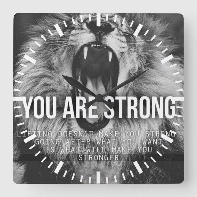 Reloj Cuadrado Palabras motivacionales - Eres fuerte (Anverso)