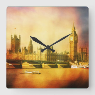Reloj Cuadrado Palacio Westminster y puente con el Big Ben