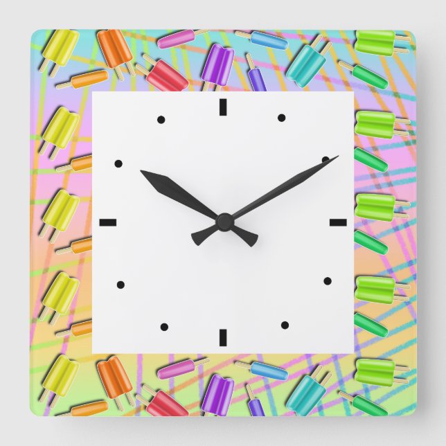 RELOJ CUADRADO PALETAS DE POP ART (Anverso)