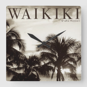 Reloj Cuadrado Palm hawaiana vintage