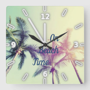 Reloj Cuadrado Palma, Playa Tropical, Verano