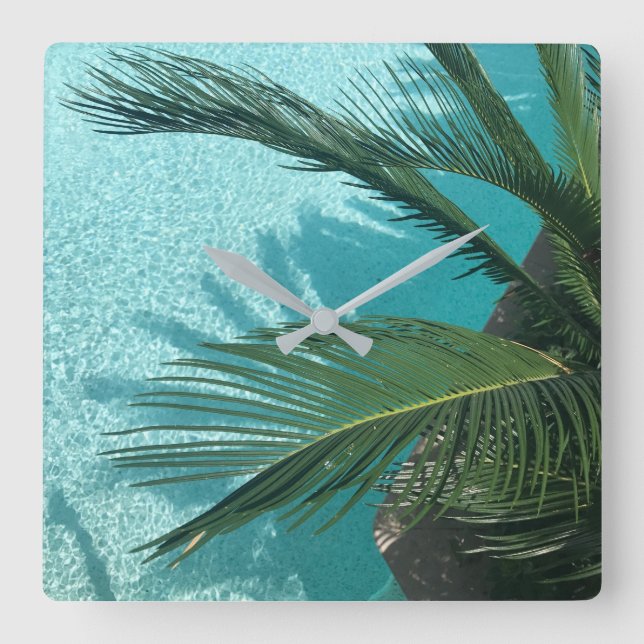 Reloj Cuadrado palmera sobre el agua (Anverso)