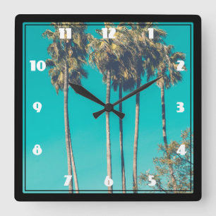 Reloj Cuadrado Palmeras Tropicales California Retro