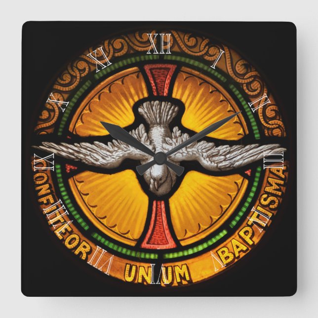 Reloj Cuadrado Paloma del vitral (Anverso)