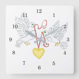 Reloj Cuadrado Palomas del amor