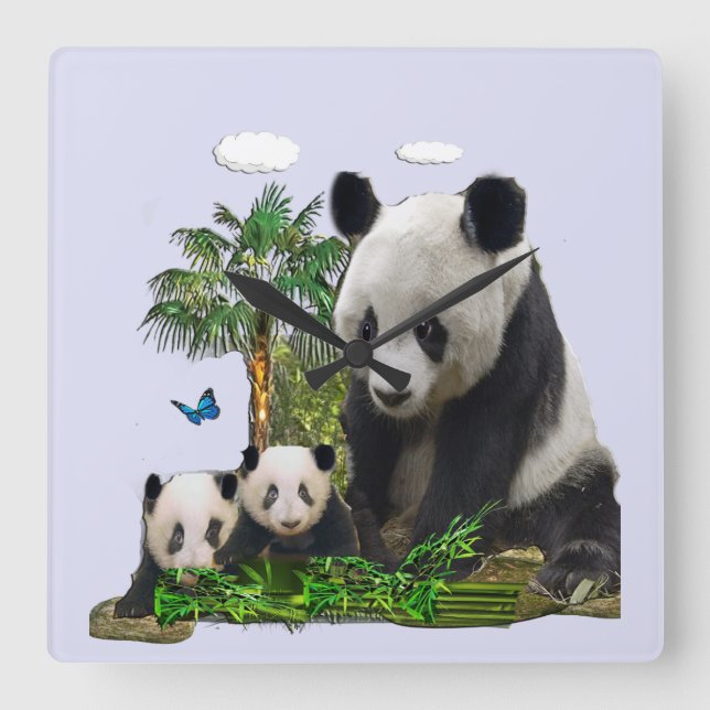 Reloj Cuadrado Panda bear clock (Anverso)
