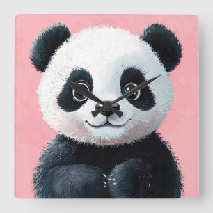 Reloj Cuadrado Panda de bebé con ojos grandes - niños