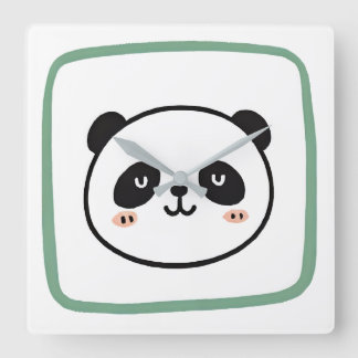 Reloj Cuadrado Panda head minimalist graphic icon