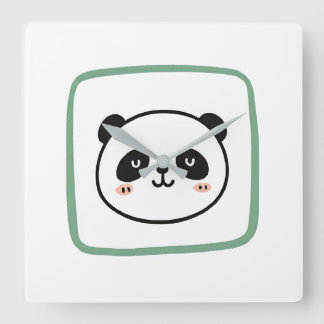 Reloj Cuadrado Panda head minimalist graphic icon