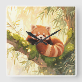 Reloj Cuadrado Panda rojo