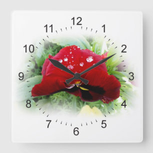 Reloj Cuadrado Panda rojo brillante