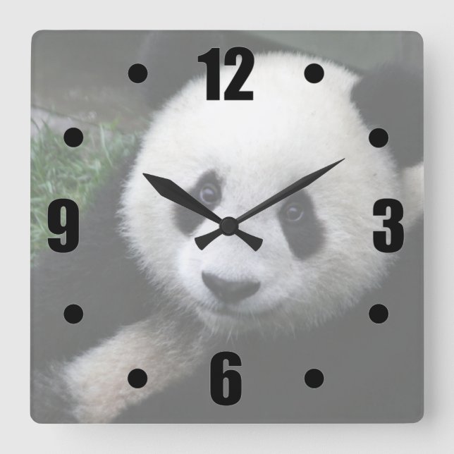 Reloj Cuadrado Panda sonriente (Anverso)