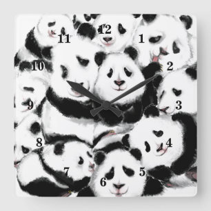 Reloj Cuadrado Pandas - Pandemia - Grandes abrazos - Colección de
