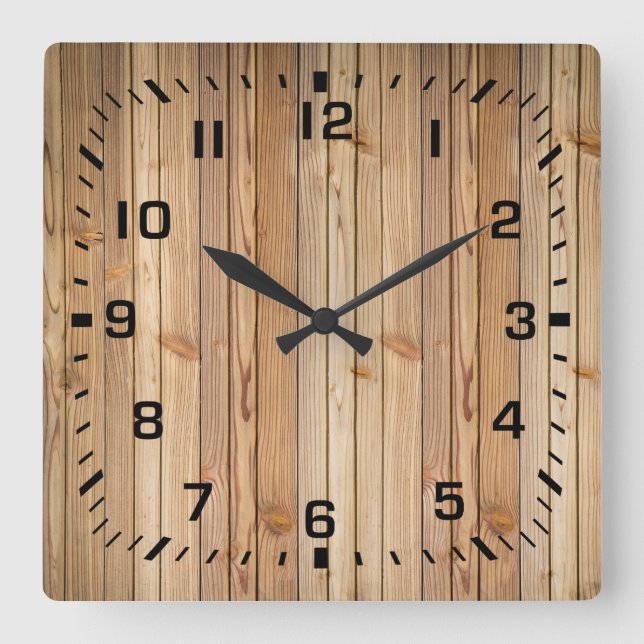 Reloj Cuadrado Paneles de madera de imitación ligera (Anverso)
