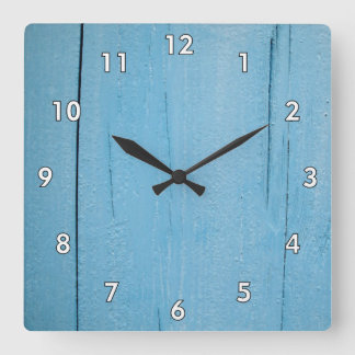 Reloj Cuadrado Paneles de madera maciza Rough Blue Pintado