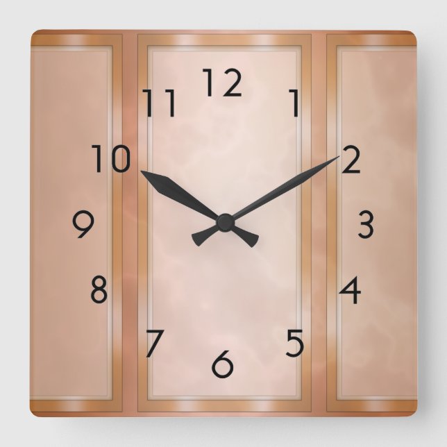 Reloj Cuadrado Paneles de Mármol de Mocha (Anverso)