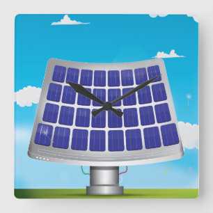 Reloj Cuadrado Paneles solares caricatura