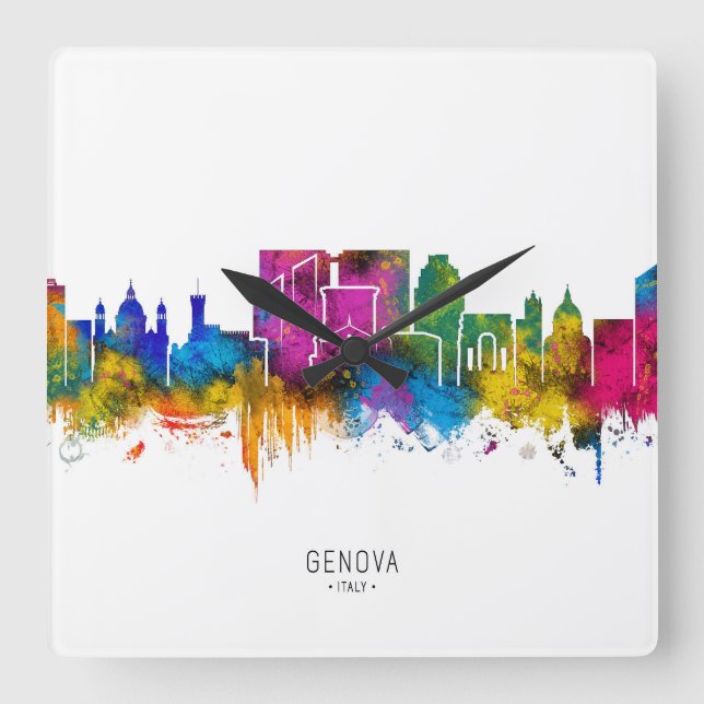 Reloj Cuadrado Panorama de Génova (Anverso)