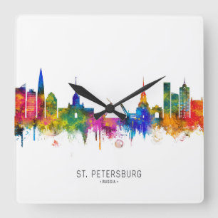 Reloj Cuadrado Panorama de San Petersburgo Rusia