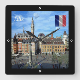 Reloj Cuadrado panorama zFR136 de LILLE, Francia, Europa,