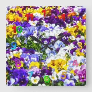 Reloj Cuadrado Pansies Wall Clock