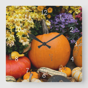 Reloj Cuadrado Pantalla decorativa de calabaza colorida de otoño