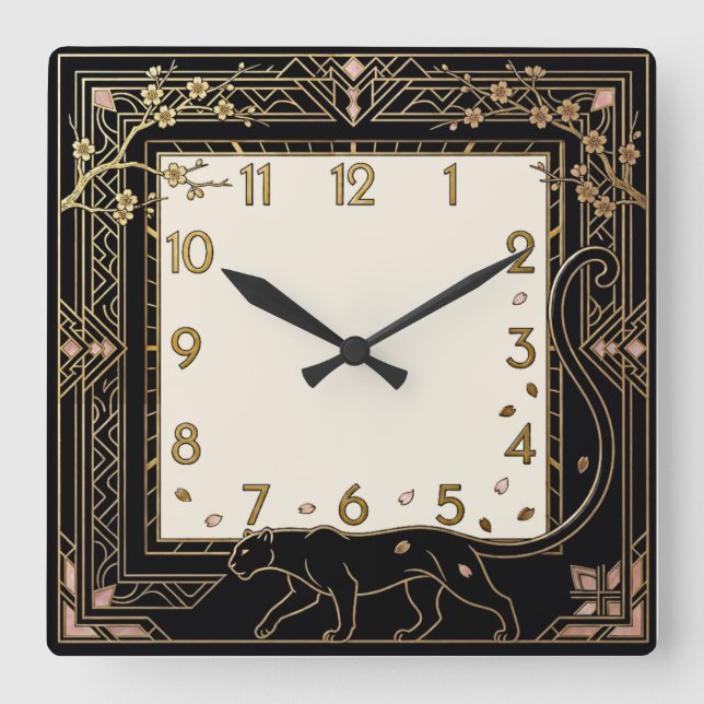 Reloj Cuadrado Pantera Art Deco (Anverso)