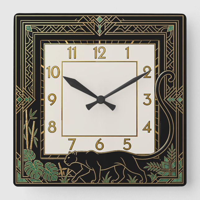 Reloj Cuadrado Pantera Art Déco (Anverso)