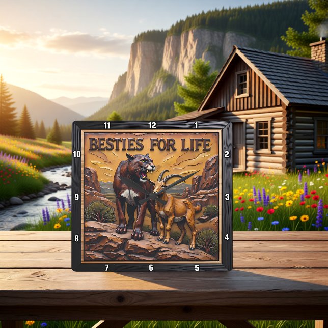 Reloj Cuadrado Panther Goat Pair Mountain (Subido por el creador)