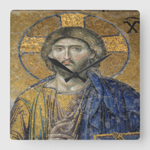 Reloj Cuadrado Pantocrador de Cristo Mosaico Icónico Religioso Ro