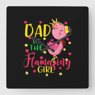 Reloj Cuadrado Papá Del Flamante Chica Cute Flamingo Dad Birthday