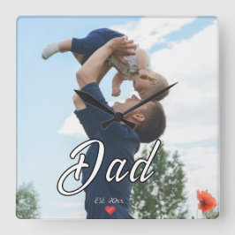 Reloj Cuadrado Papá Estableció Regalo Foto Corazón Divertido