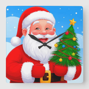 Reloj Cuadrado Papá Noel alegre
