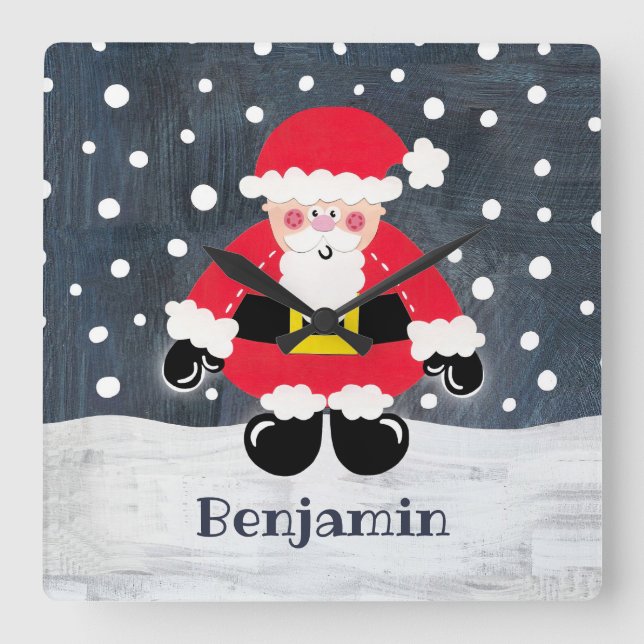 Reloj Cuadrado Papá Noel personalizado Papá Noel (Anverso)