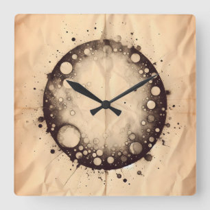 Reloj Cuadrado papel arrugado con mancha redonda y manchas