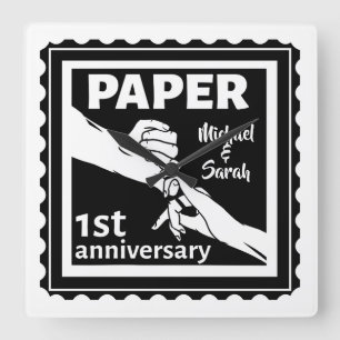 Reloj Cuadrado Papel tradicional primer aniversario boda