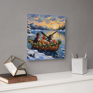 Reloj Cuadrado Papillon Navidad Barco Fiesta