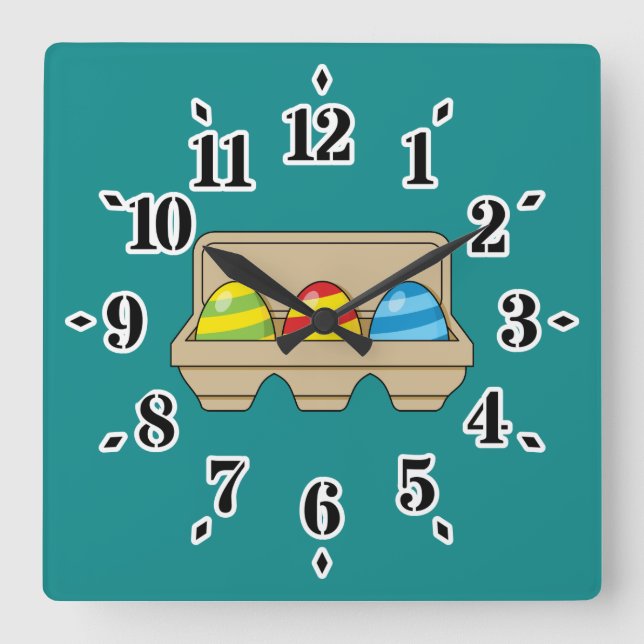 Reloj Cuadrado Paquete de coloridos huevos de Pascua Personalizad (Anverso)