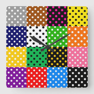 Reloj Cuadrado Paquetes multicolores Quilt Polka Dots