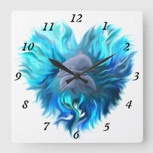 Reloj Cuadrado Par de delfines