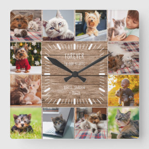 Reloj Cuadrado Para siempre en nuestro Collage de fotos Mascota e