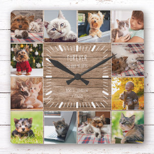 Reloj Cuadrado Para siempre en nuestro Collage de fotos Mascota e