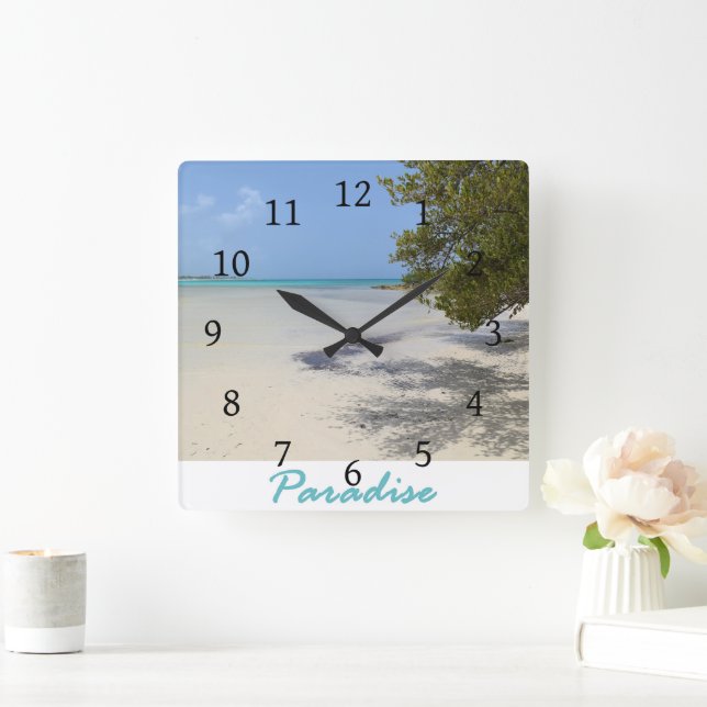 Reloj Cuadrado Paradise Beach Ocean Photo 202 (Hogar)