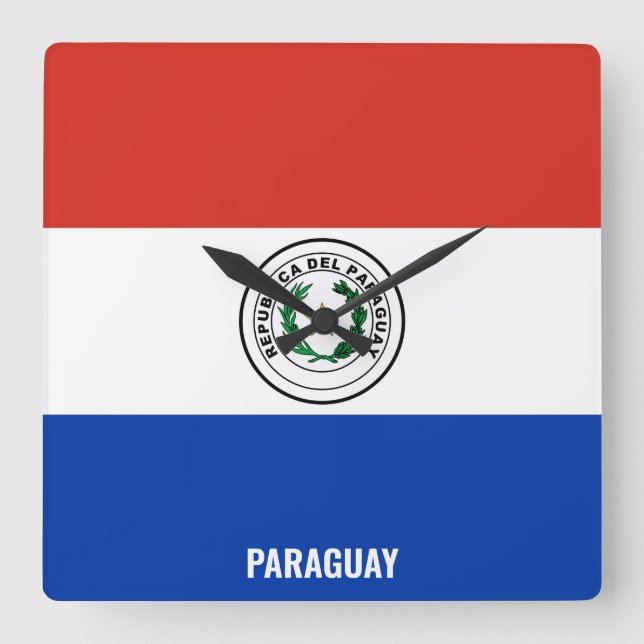Reloj Cuadrado Paraguay National Flag Patriotic  (Anverso)