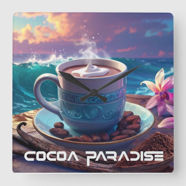 RELOJ CUADRADO PARAÍSO DE CACAO (Anverso)
