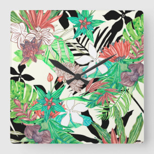 Reloj Cuadrado Paraíso floral II