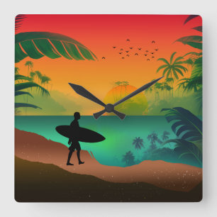 Reloj Cuadrado Paraíso oceánico de verano