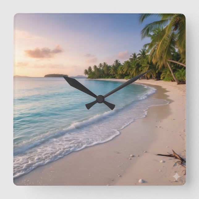 Reloj Cuadrado Paraíso Tropical (Anverso)