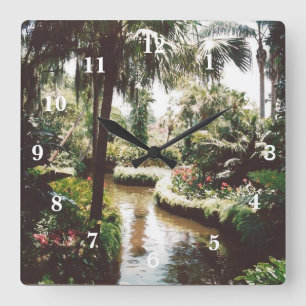 Reloj Cuadrado Paraíso tropical del jardín